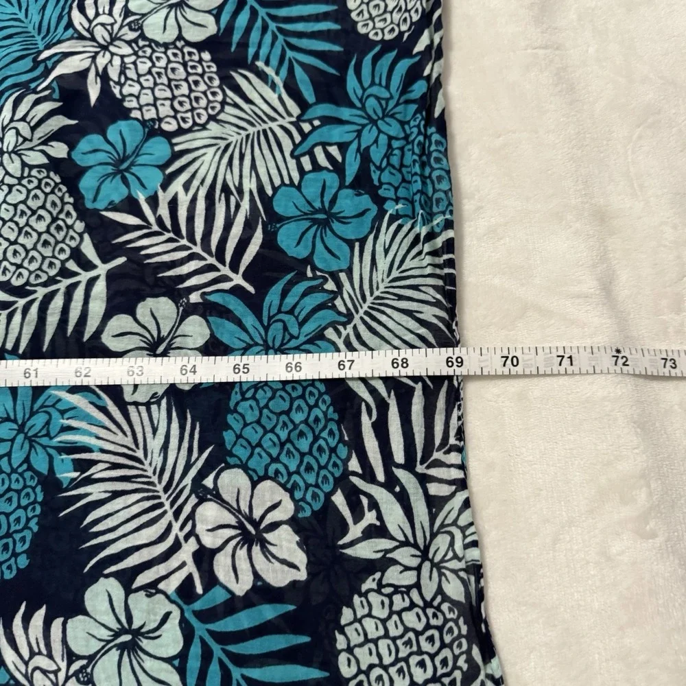 Caribbean Blue Pineapple Tropical Sarong Wrap Cover Up Scarf 100% Cotton